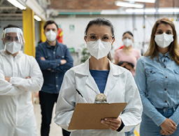 Employees wearing respirators