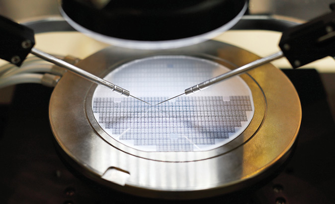 Analysis of microchips on a silicon wafer